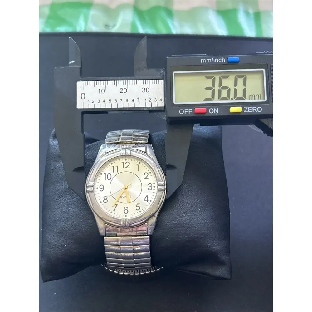 Silver Tone Stretch Band Quartz Watch